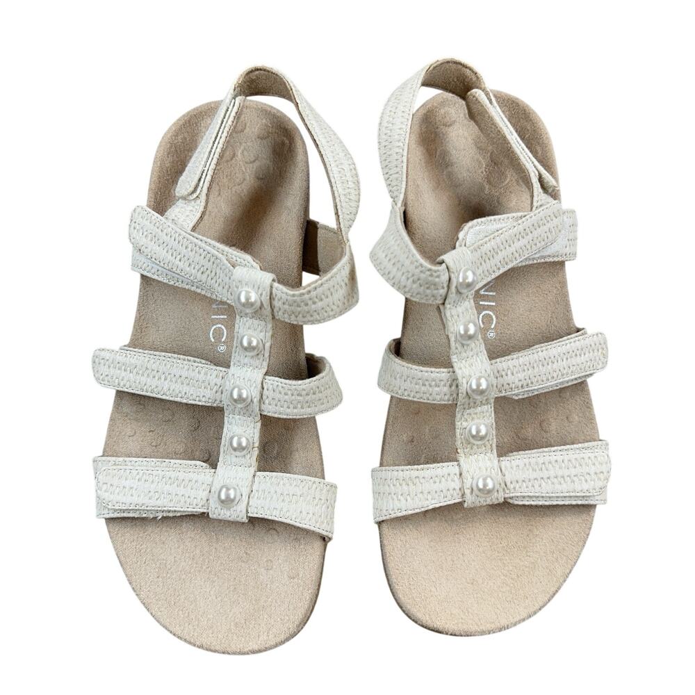 Vionic Amber Pearl Sandals Women’s 6.5 Cream Pearl Orthotic Adjustable - Picture 1 of 10